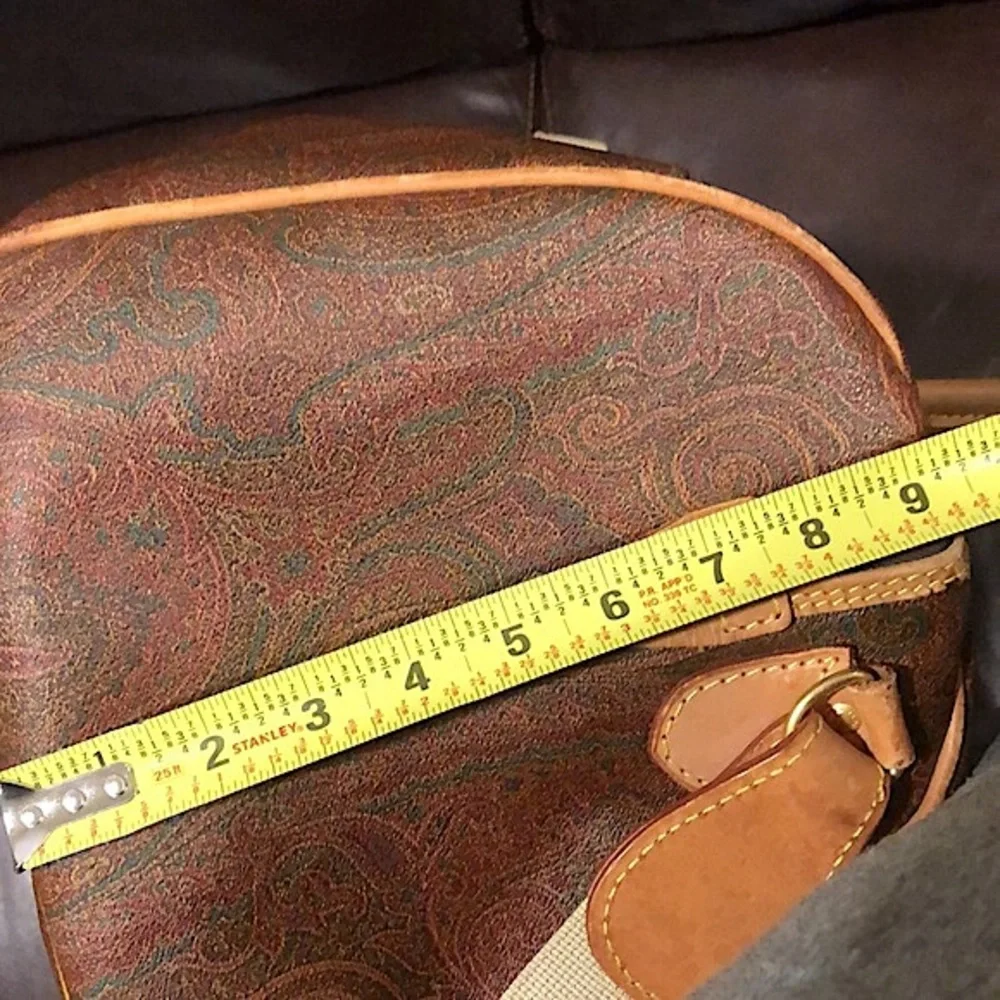 ETRO MILANO Paisley Coated Canvas Vachetta Leather Boston Shoulder Weekend Bag - Picture 14 of 16